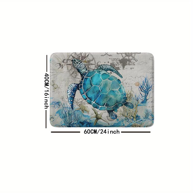 Sea Turtle Pattern Floor Mat Soft Non slip Bath Rug Bath Mat Absorbent Carpet