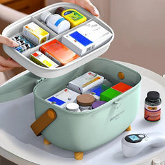 Double Layers Medicine Storage Box Plastic Storage Box With Handle