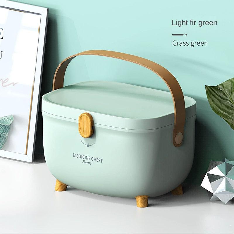 Double Layers Medicine Storage Box Plastic Storage Box With Handle