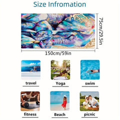 Elephant Print XL Beach Towel Lightweight Quick Dry 59x29