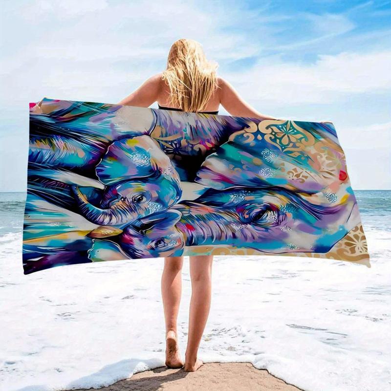Elephant Print XL Beach Towel Lightweight Quick Dry 59x29