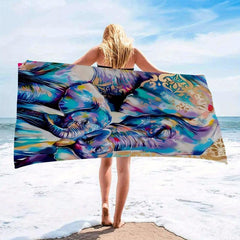 Elephant Print XL Beach Towel Lightweight Quick Dry 59x29