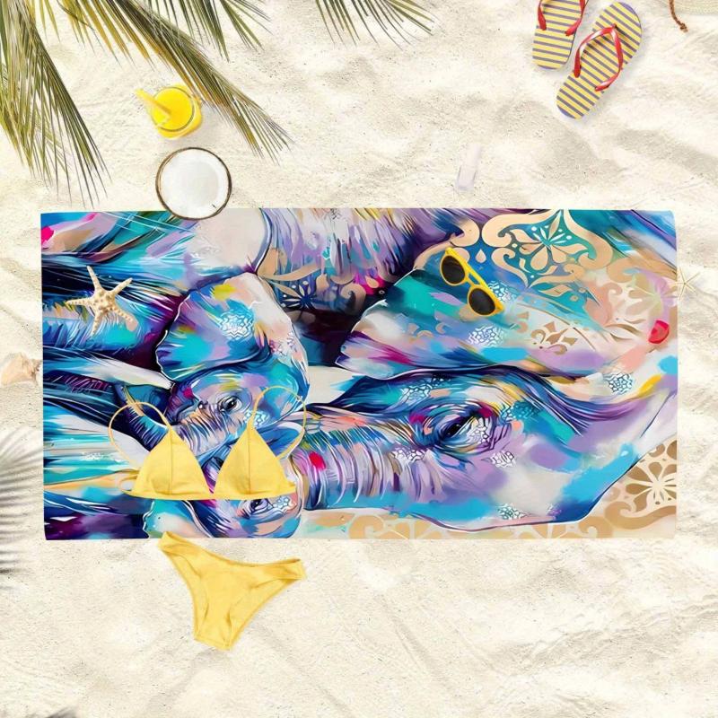 Elephant Print XL Beach Towel Lightweight Quick Dry 59x29