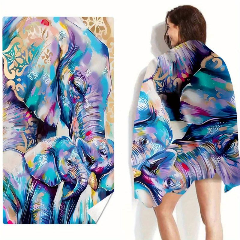 Elephant Print XL Beach Towel Lightweight Quick Dry 59x29