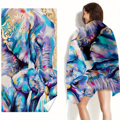 Elephant Print XL Beach Towel Lightweight Quick Dry 59x29