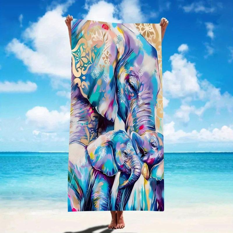 Elephant Print XL Beach Towel Lightweight Quick Dry 59x29