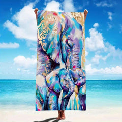 Elephant Print XL Beach Towel Lightweight Quick Dry 59x29