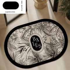 Tropical Leaf Printed Bath Rug Non Slip Quick Dry Bath Mat
