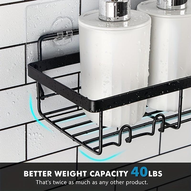 2pcs Self-adhesive Shower Storage Rack Wall Mounted Bathroom Organizer