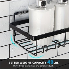 2pcs Self-adhesive Shower Storage Rack Wall Mounted Bathroom Organizer