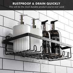 2pcs Self-adhesive Shower Storage Rack Wall Mounted Bathroom Organizer