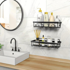 2pcs Self-adhesive Shower Storage Rack Wall Mounted Bathroom Organizer