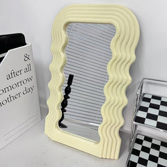 Wave Pattern Irregular Makeup Mirror Wall Mounted Or Tabletop Vanity Mirror