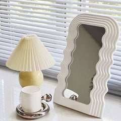 Wave Pattern Irregular Makeup Mirror Wall Mounted Or Tabletop Vanity Mirror