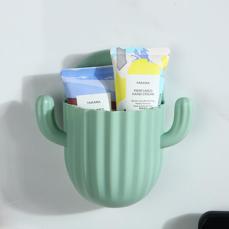Wall mounted Cactus Storage Box Bathroom Punch Makeup Tool Storage Rack
