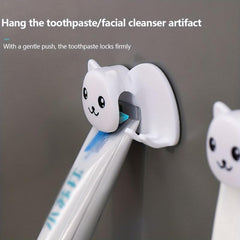 Cat Toothbrush Holder Wall Mounted Toothbrush Toothpaste Rack