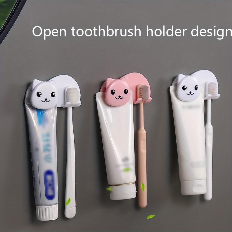 Cat Toothbrush Holder Wall Mounted Toothbrush Toothpaste Rack