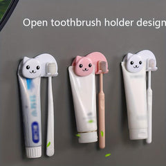 Cat Toothbrush Holder Wall Mounted Toothbrush Toothpaste Rack
