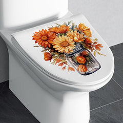 Glass Bottle Flower Toilet Stickers Bathroom Decals Self Adhesive Fall Decor