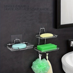 Stainless Steel Soap Rack Shower Sponge Holder Tray Punching Bathroom Shelf