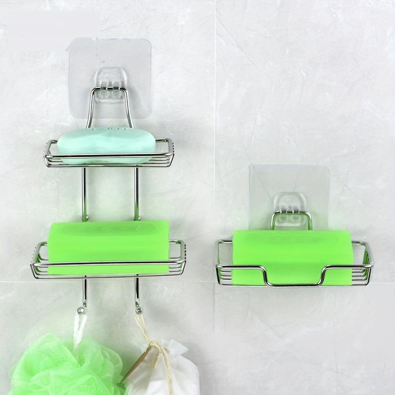 Stainless Steel Soap Rack Shower Sponge Holder Tray Punching Bathroom Shelf