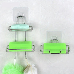 Stainless Steel Soap Rack Shower Sponge Holder Tray Punching Bathroom Shelf