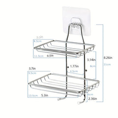 Stainless Steel Soap Rack Shower Sponge Holder Tray Punching Bathroom Shelf