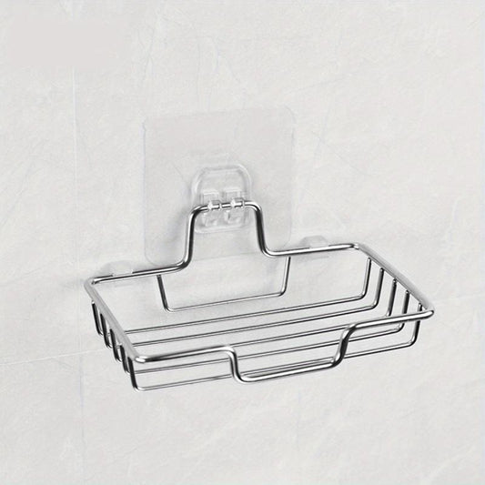 Stainless Steel Soap Rack Shower Sponge Holder Tray Punching Bathroom Shelf