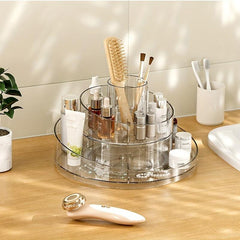 Large Capacity Rotating Cosmetic Storage Box with Acrylic Shelf