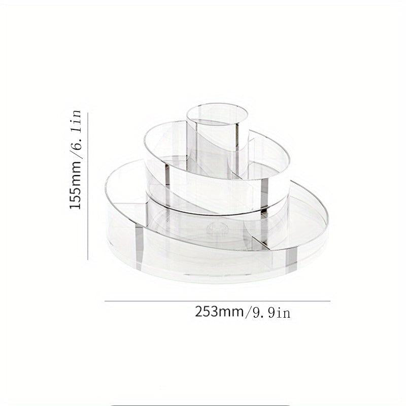 Large Capacity Rotating Cosmetic Storage Box with Acrylic Shelf
