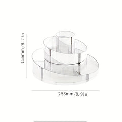 Large Capacity Rotating Cosmetic Storage Box with Acrylic Shelf