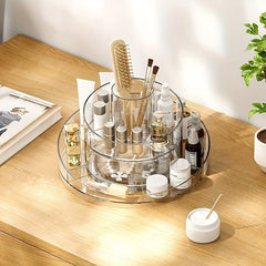 Large Capacity Rotating Cosmetic Storage Box with Acrylic Shelf