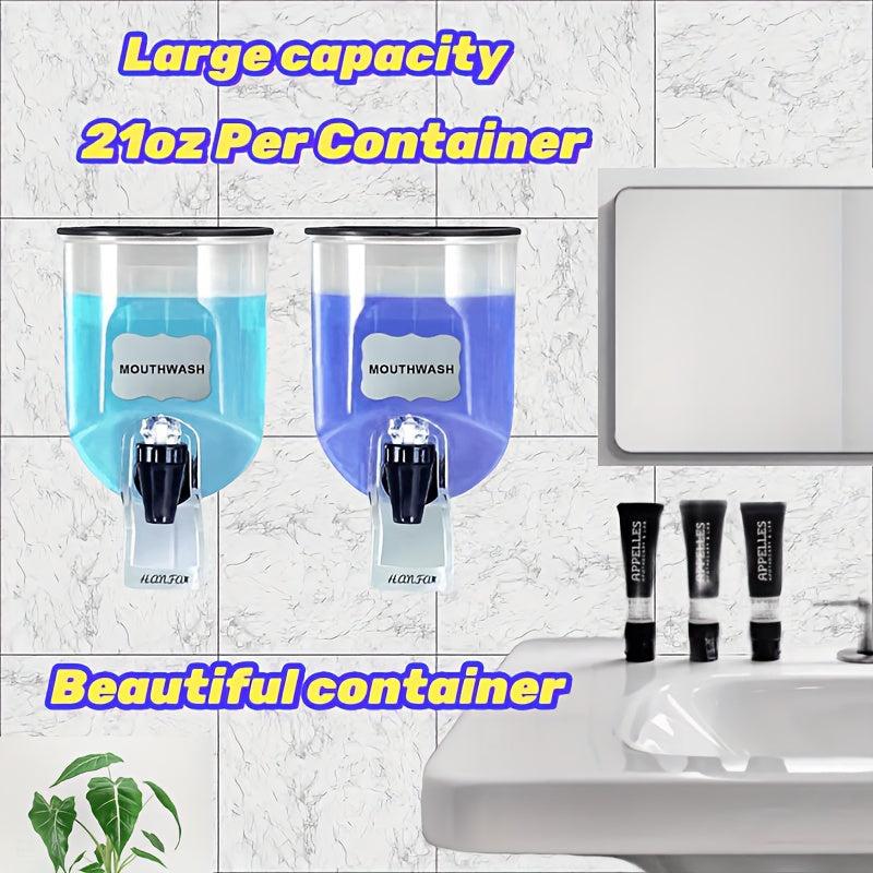 2pcs Wall Mounted Mouthwash Dispenser 21oz - Bathroom Accessory