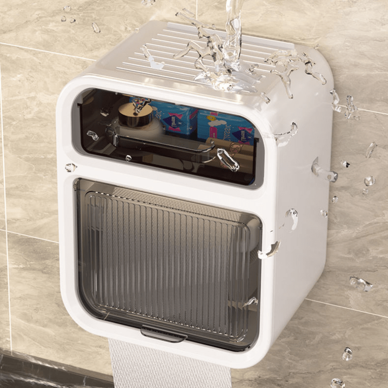 Double Layer Toilet Roll Paper Holder Wall Mounted Tissue Dispenser