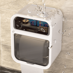 Double Layer Toilet Roll Paper Holder Wall Mounted Tissue Dispenser