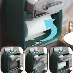 Double Layer Toilet Roll Paper Holder Wall Mounted Tissue Dispenser