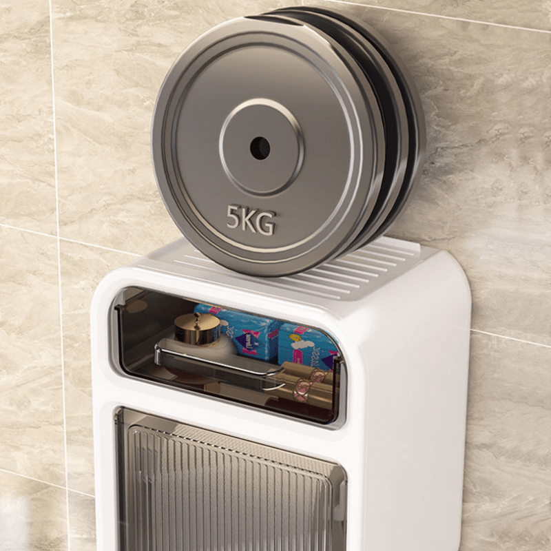 Double Layer Toilet Roll Paper Holder Wall Mounted Tissue Dispenser