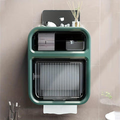 Double Layer Toilet Roll Paper Holder Wall Mounted Tissue Dispenser