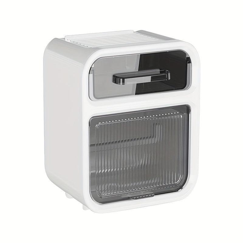 Double Layer Toilet Roll Paper Holder Wall Mounted Tissue Dispenser