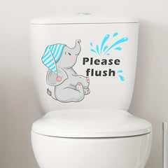 Funny Cartoon Toilet Lid Decal Self Adhesive Wall Sticker for Toilet Cover Decor