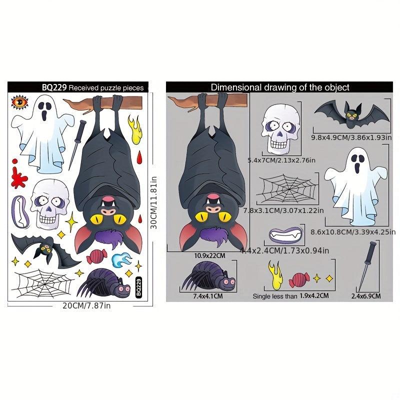 Halloween Bat Skeleton Pattern Window Sticker Decoration