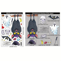 Halloween Bat Skeleton Pattern Window Sticker Decoration