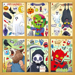 Halloween Bat Skeleton Pattern Window Sticker Decoration