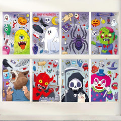 Halloween Bat Skeleton Pattern Window Sticker Decoration