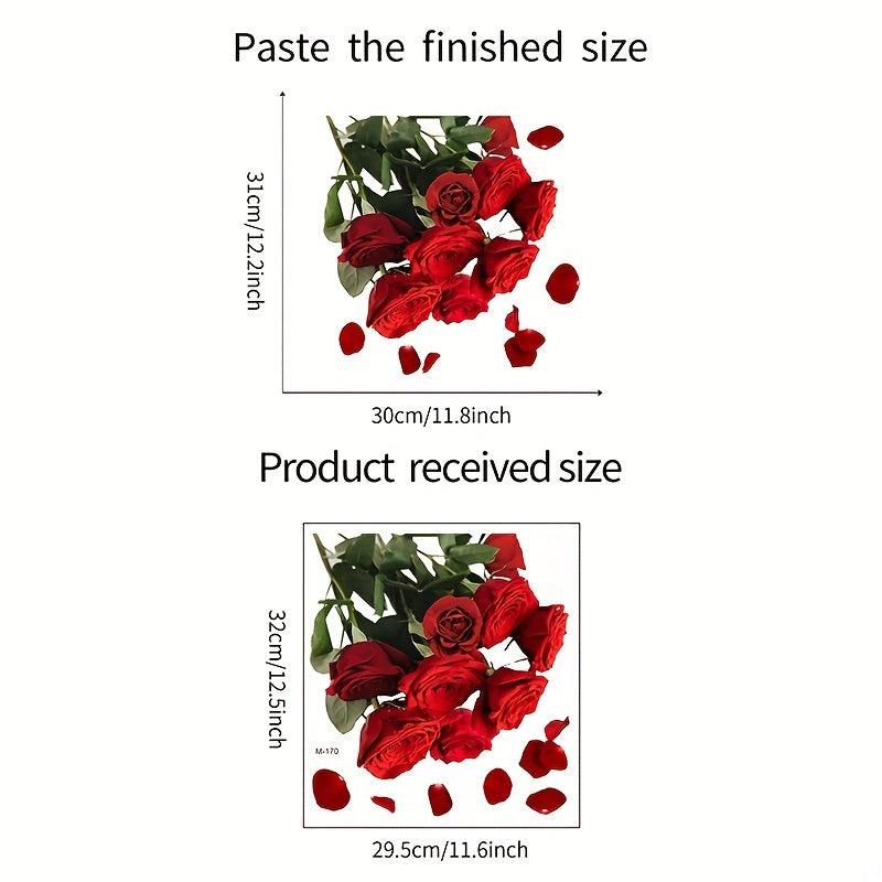 Romantic Red Rose Toilet Lid Decal Self Adhesive Bathroom Sticker