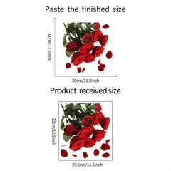 Romantic Red Rose Toilet Lid Decal Self Adhesive Bathroom Sticker