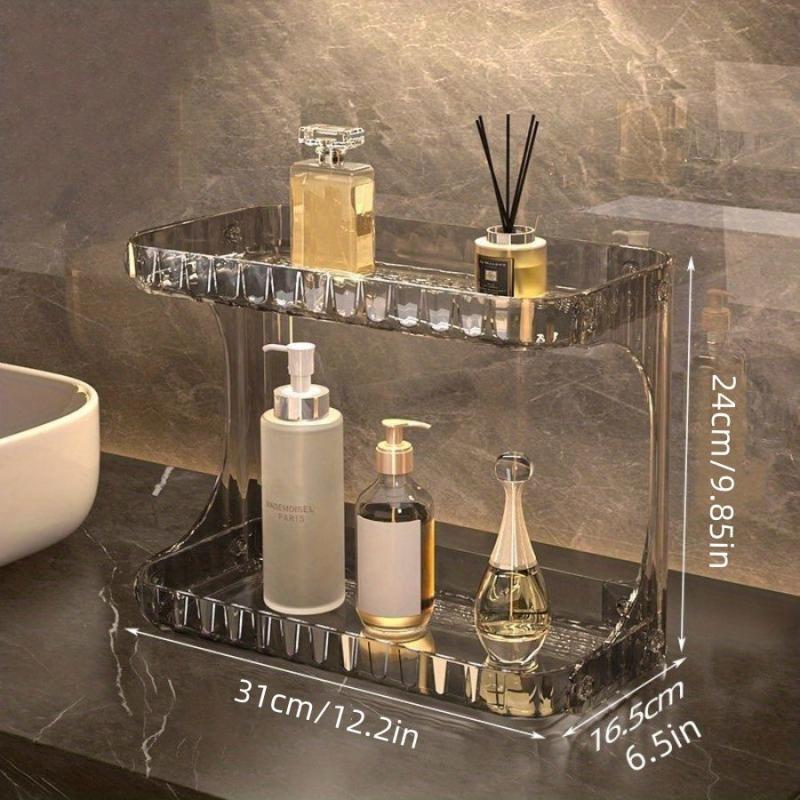Double layer Cosmetic Storage Box Makeup Organizer Bathroom Storage Rack