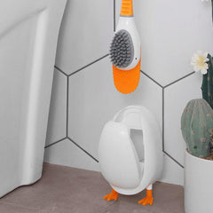 Silicone Toilet Brush Set Diving Duck Wall Floor Standing Long Handled TPR