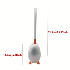 Silicone Toilet Brush Set Diving Duck Wall Floor Standing Long Handled TPR