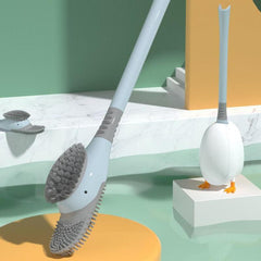 Silicone Toilet Brush Set Diving Duck Wall Floor Standing Long Handled TPR